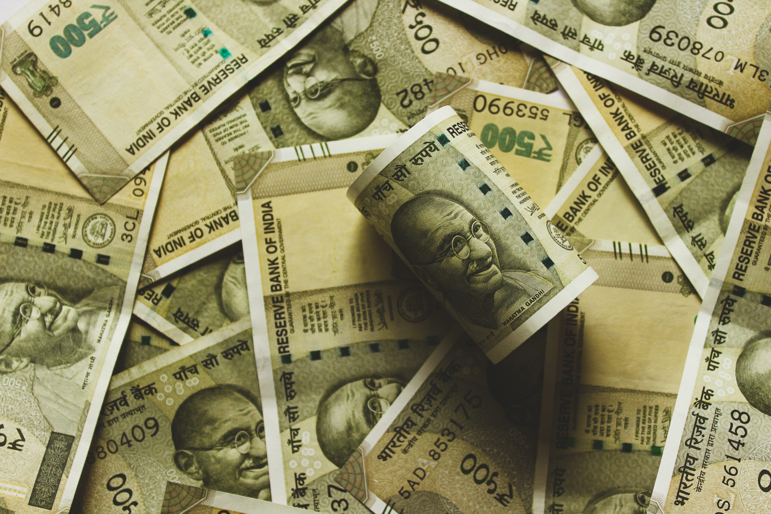 Indian rupee banknote lot close-up photography